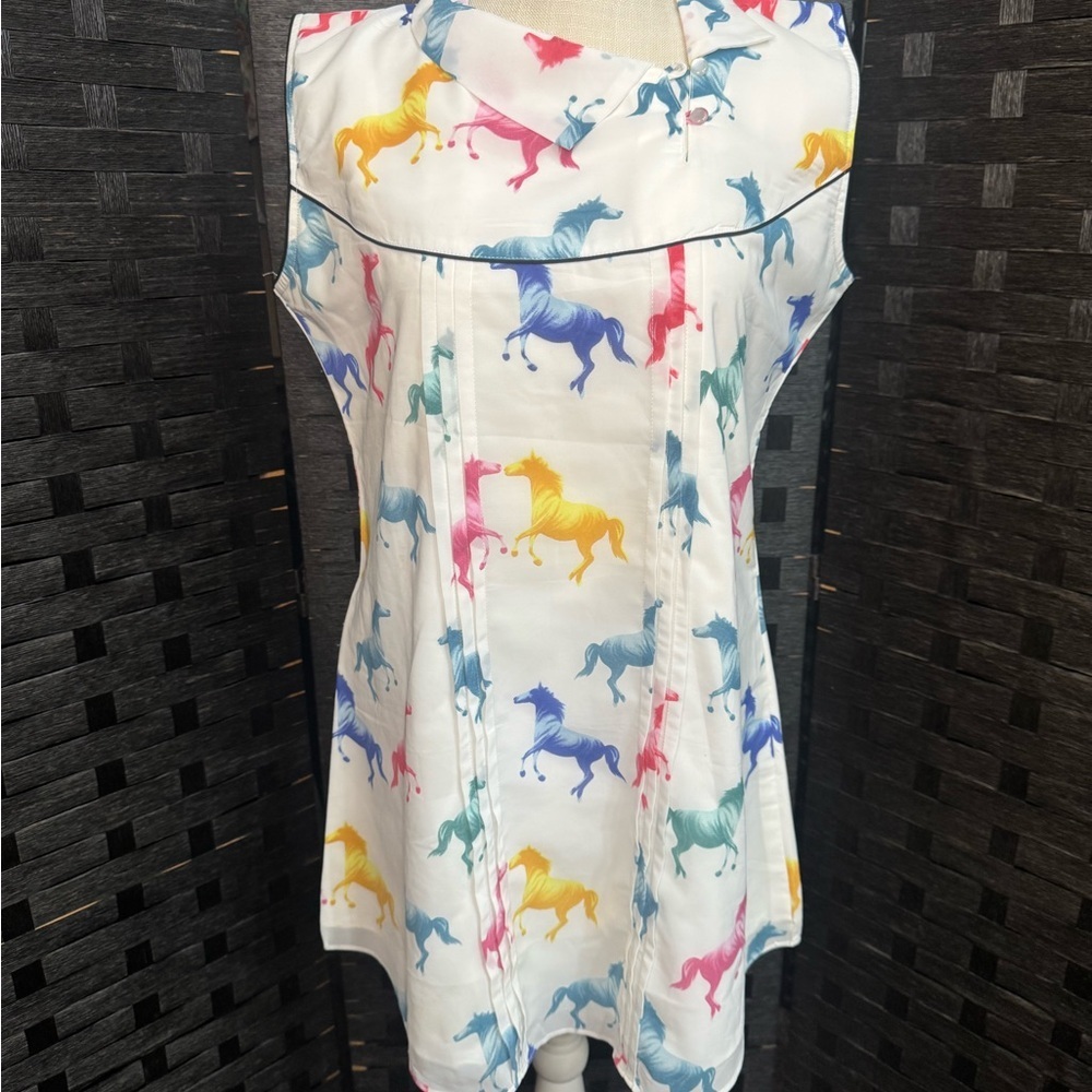 Colorful Horse Print Sleeveless Dress